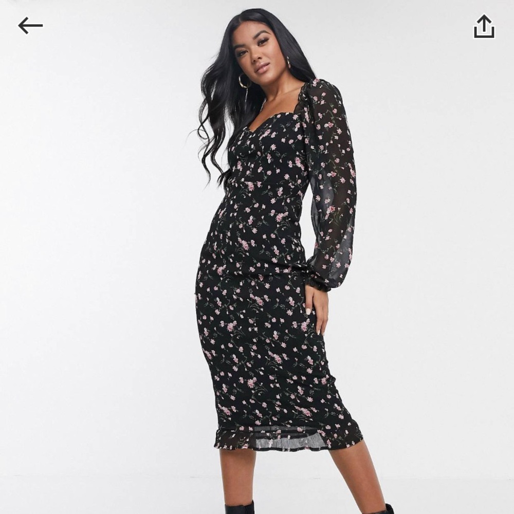 Missguided plisse midi dress in floral print
